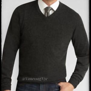 Joseph Abboud Grey V-neck Sweater Sz Large